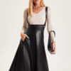 Шкіряна спідниця з бретелями чорна | 86479 Шкіряна спідниця з бретелями чорна | 86479