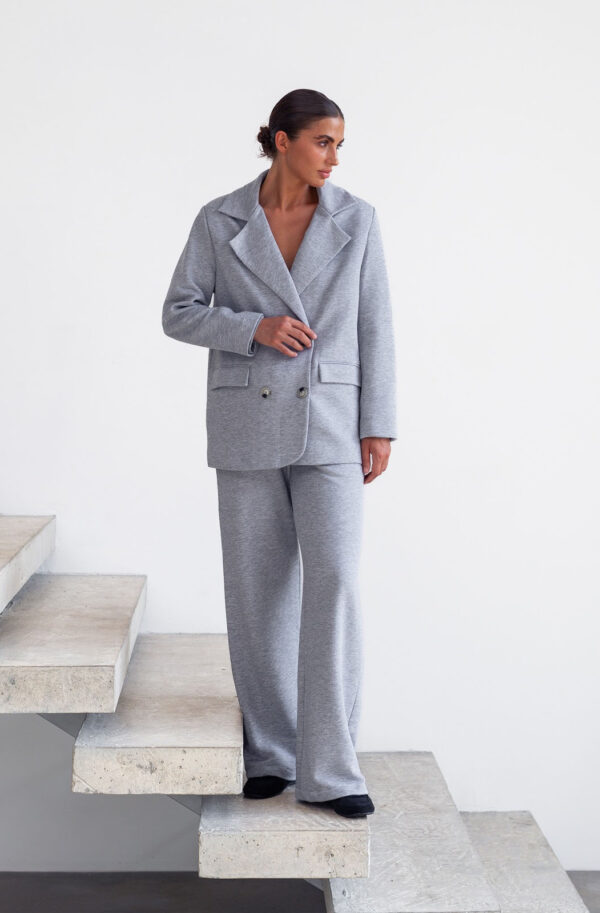 Трикотажний костюм-двійка зі штанами сірий | 86561