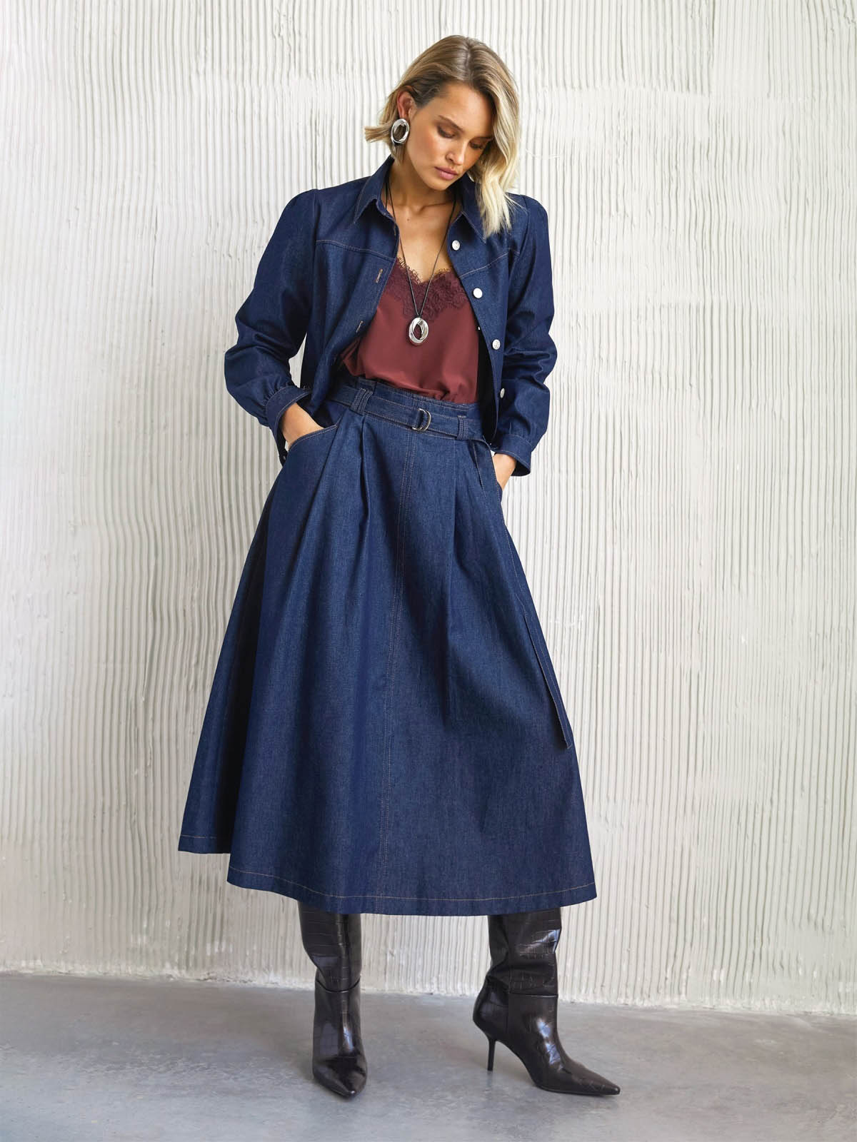 Джинсова спідниця напівсонце темно-синя | 86715 Джинсова спідниця напівсонце темно-синя | 86715