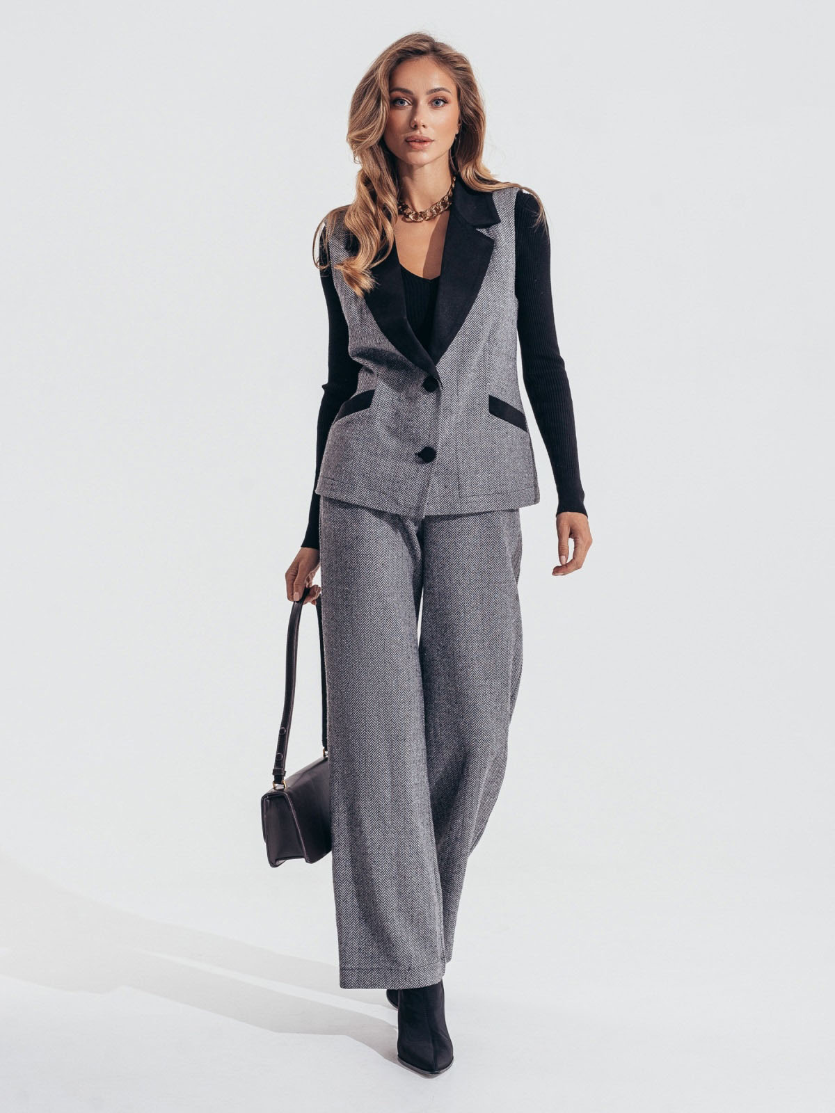 Костюм-двійка з жилетом темно-сірий | 86417 Костюм-двійка з жилетом темно-сірий | 86417