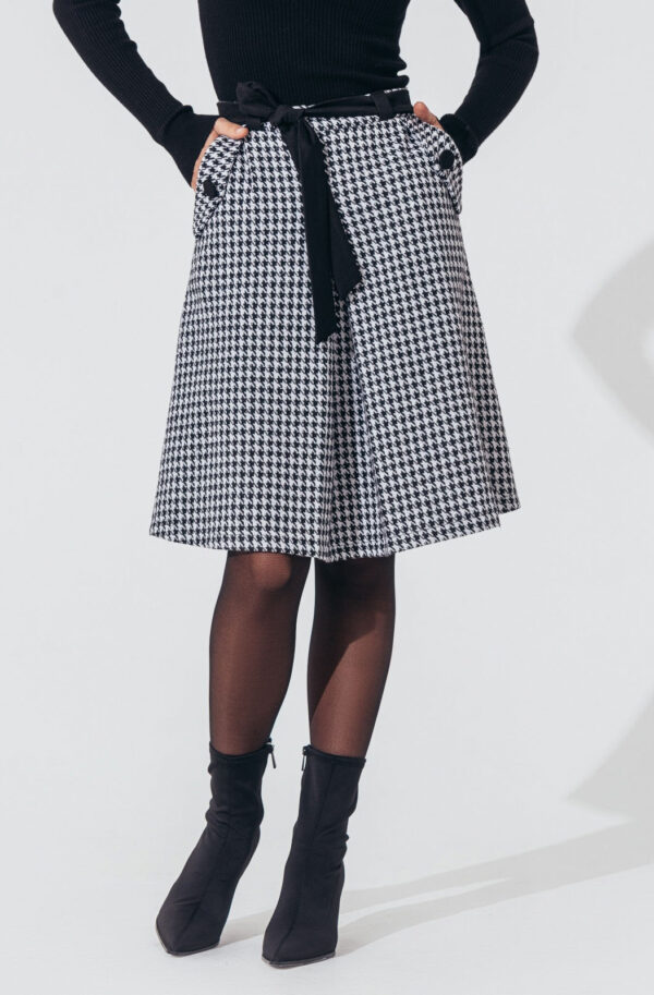 Спідниця-трапеція у гусячу лапку чорно-біла | 86404
