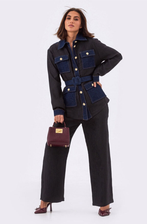 Костюм-двійка чорний сорочка зі штанами | 86572