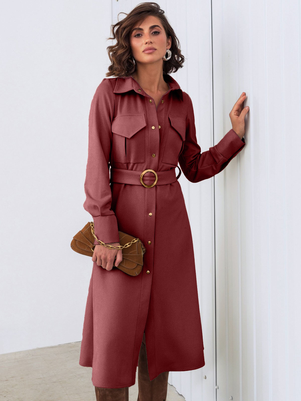 Демісезонна замшева сукня-сорочка бордова | 86360 Демісезонна замшева сукня-сорочка бордова | 86360