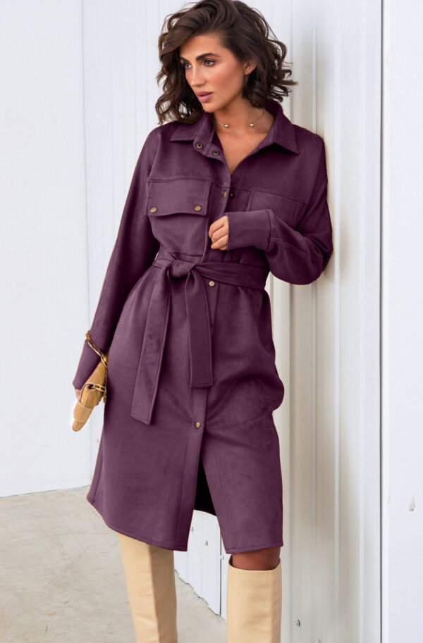 Стильна замшева сукня-сорочка фіолетова | 86629