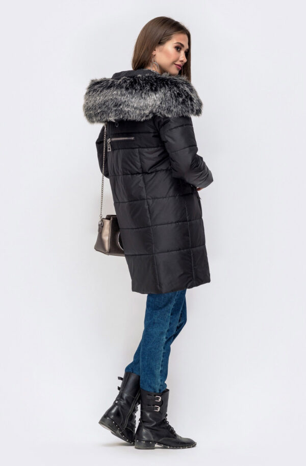 Зимова куртка чорна середньої довжини | 86499