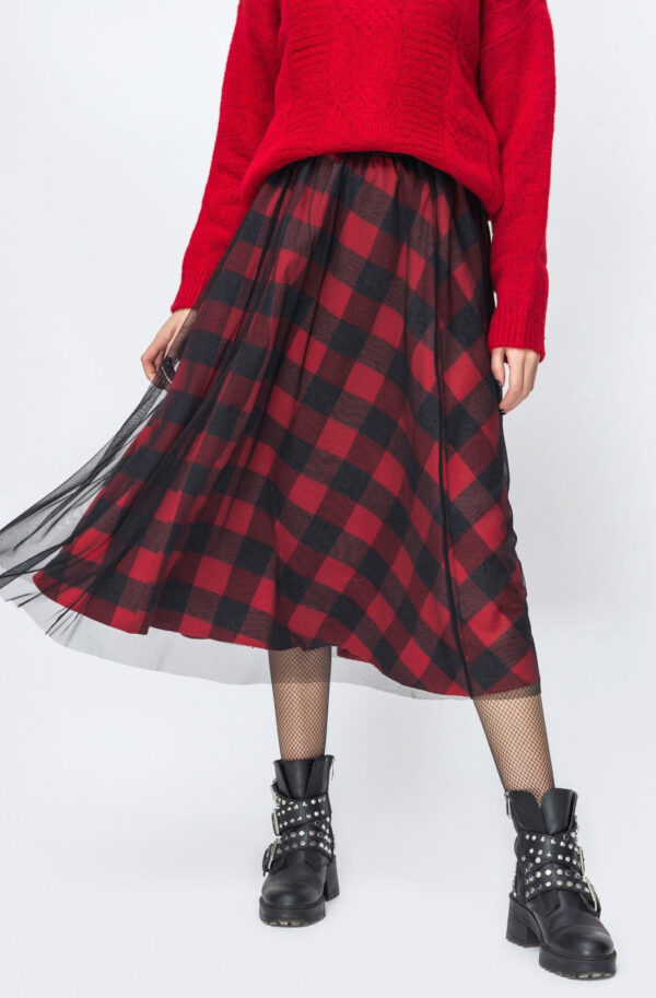 Двошарова спідниця червона напівсонце | 86395