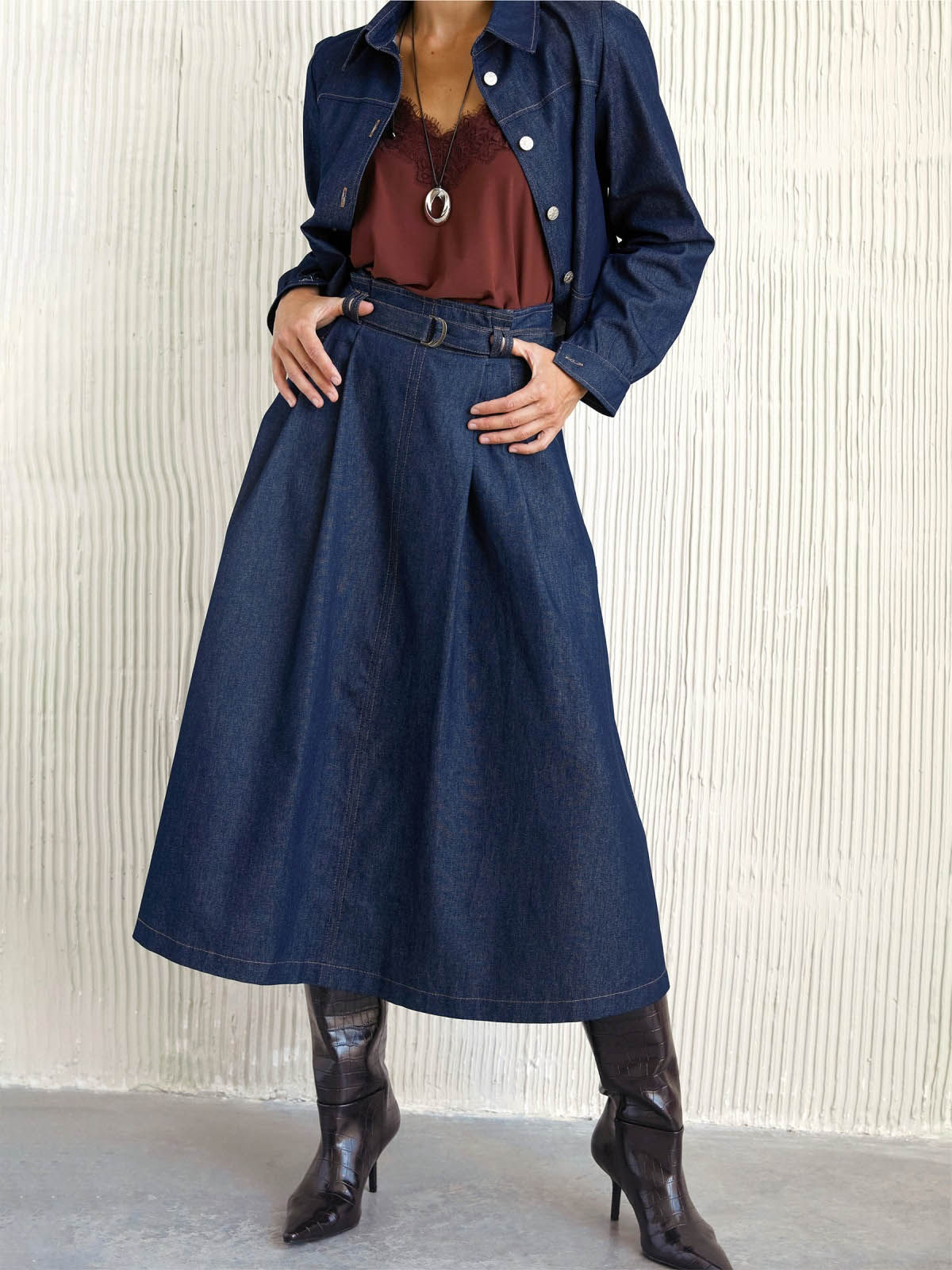 Джинсова спідниця напівсонце темно-синя | 86715 Джинсова спідниця напівсонце темно-синя | 86715