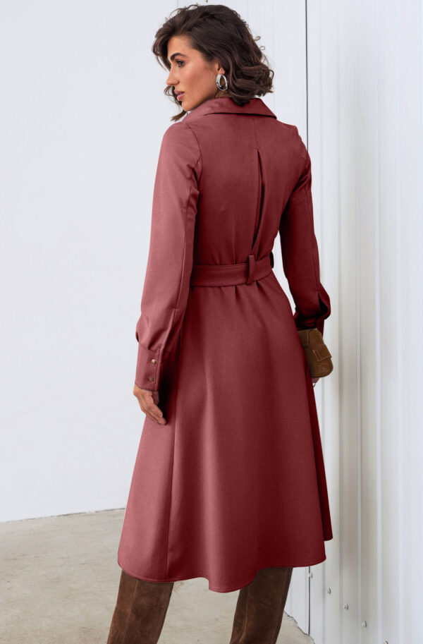 Демісезонна замшева сукня-сорочка бордова | 86360