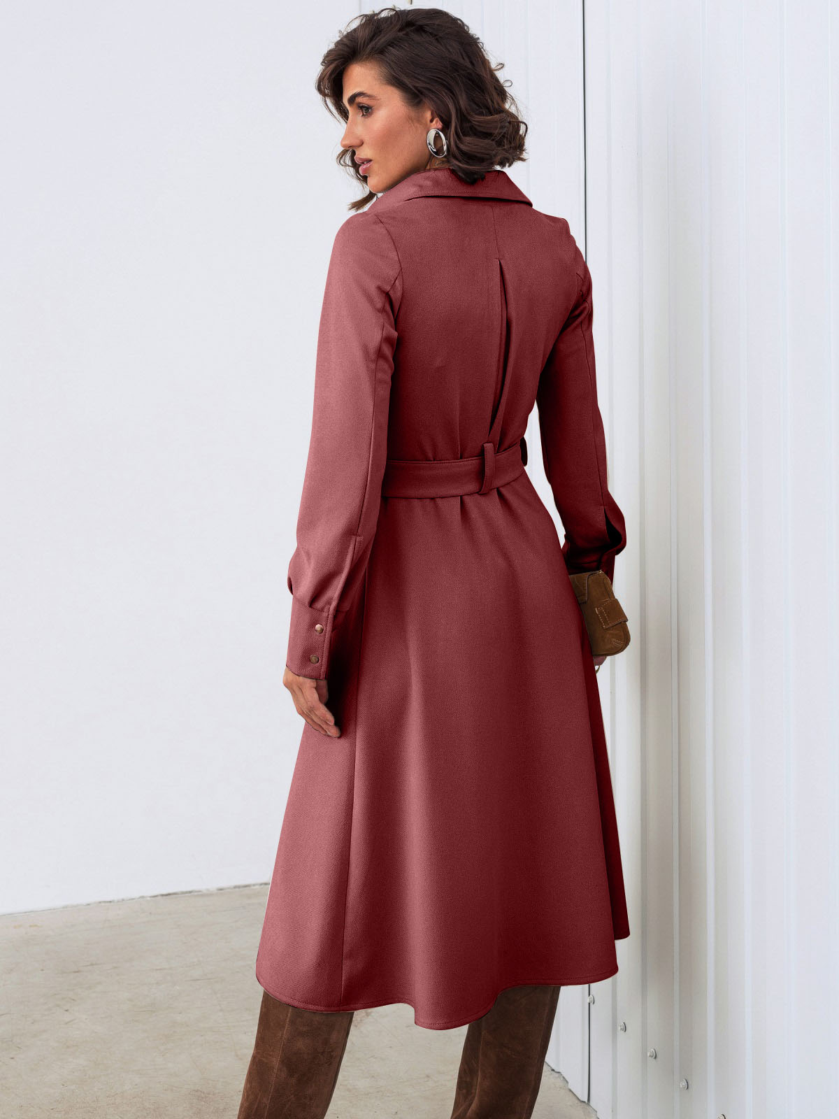 Демісезонна замшева сукня-сорочка бордова | 86360 Демісезонна замшева сукня-сорочка бордова | 86360