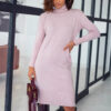 Трикотажна сукня-гольф пудрова | 86592 Трикотажна сукня-гольф пудрова | 86592