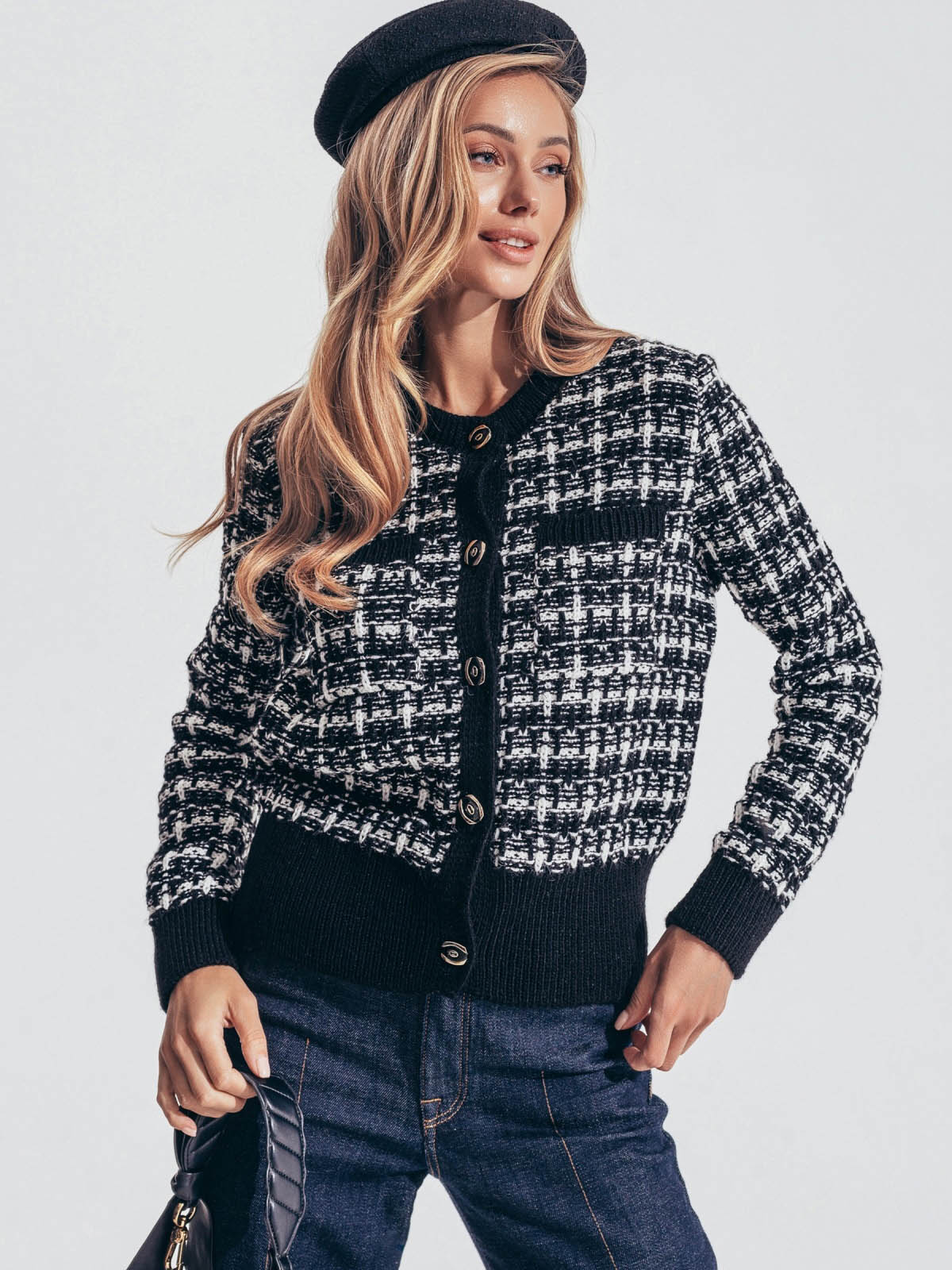 Короткий кардиган дрібної в'язки чорний | 86472 Короткий кардиган дрібної в'язки чорний | 86472