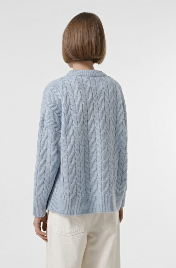 Об'ємний джемпер з косами блакитний | 86671