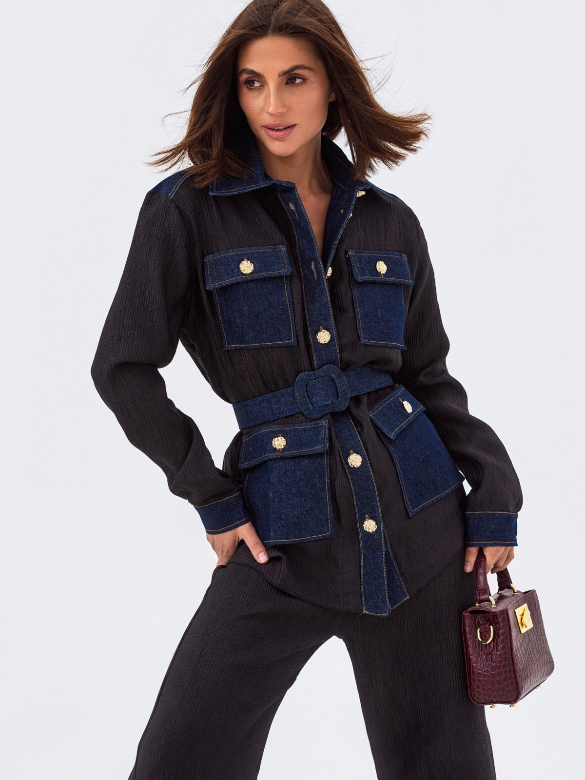 Костюм-двійка чорний сорочка зі штанами | 86572 Костюм-двійка чорний сорочка зі штанами | 86572