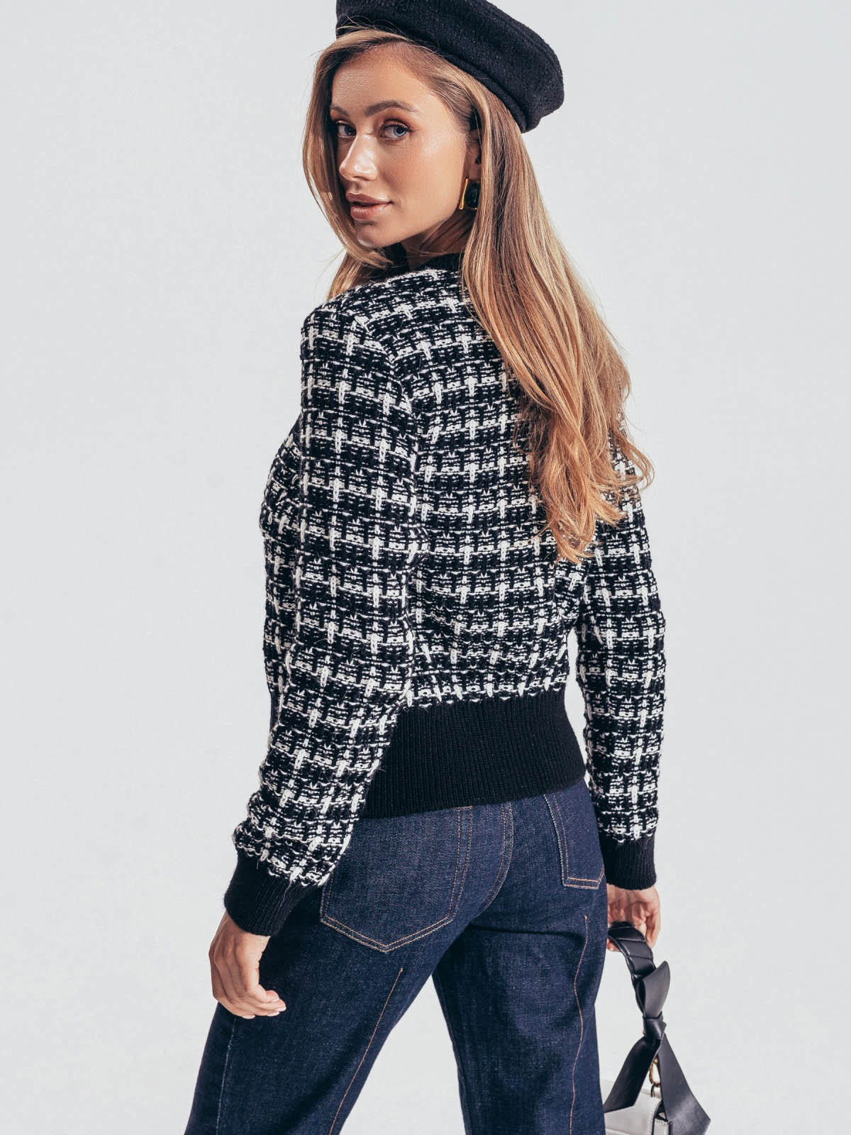 Короткий кардиган дрібної в'язки чорний | 86472 Короткий кардиган дрібної в'язки чорний | 86472