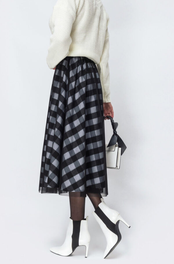 Двошарова спідниця чорно-біла напівсонце | 86386