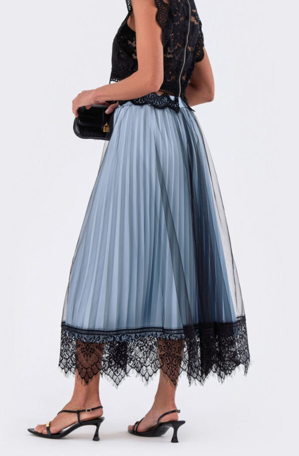 Спідниця-плісе блакитна з фатином зверху | 86730