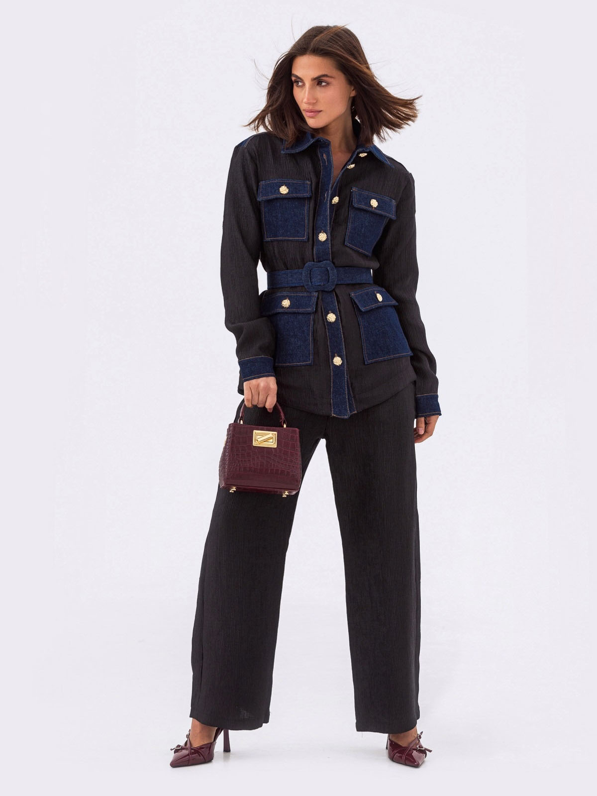 Костюм-двійка чорний сорочка зі штанами | 86572 Костюм-двійка чорний сорочка зі штанами | 86572