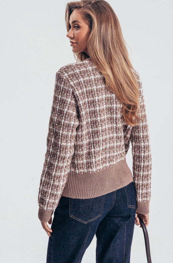 Короткий кардиган дрібної в'язки пудровий | 86459