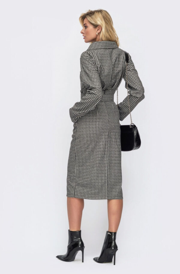 Теплий костюм зі спідницею в чорний принт | 86551