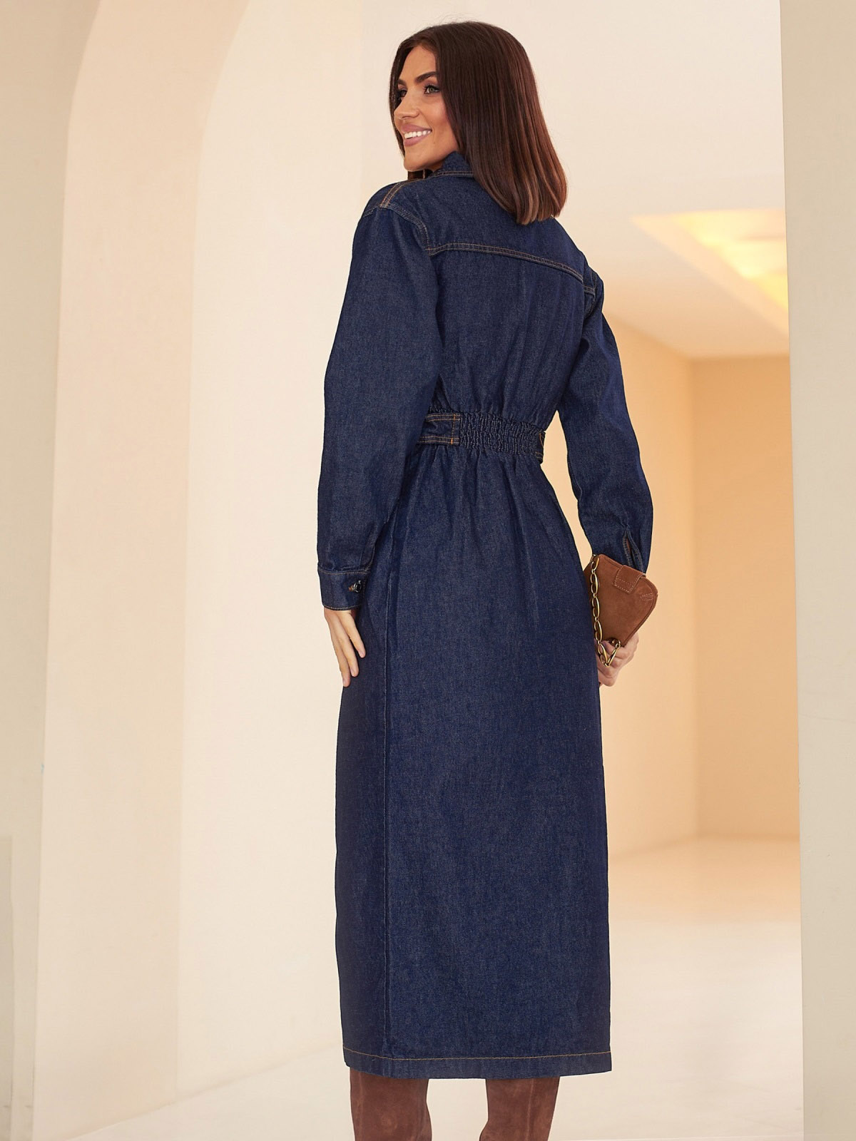 Джинсова сукня-сорочка темно-синя на змійці | 86314
