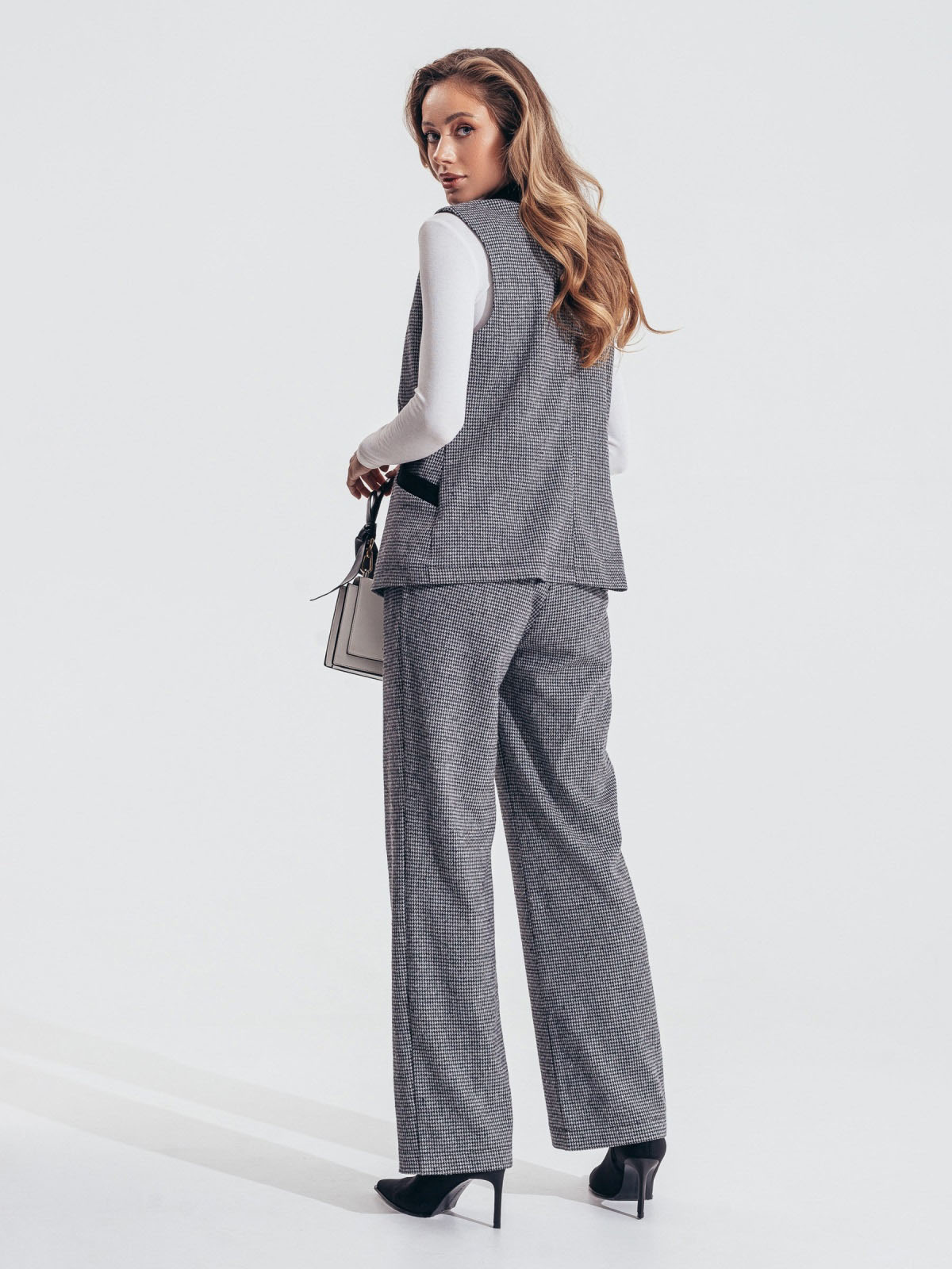 Жакардовий костюм-двійка з жилетом сірий | 86432