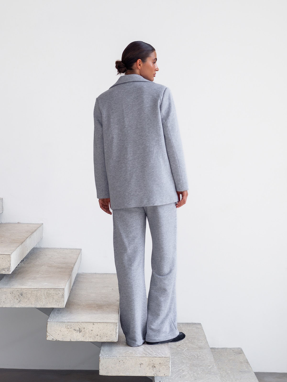 Трикотажний костюм-двійка зі штанами сірий | 86561 Трикотажний костюм-двійка зі штанами сірий | 86561