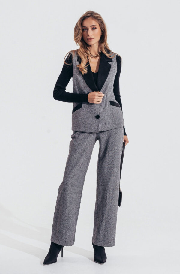 Костюм-двійка з жилетом темно-сірий | 86417