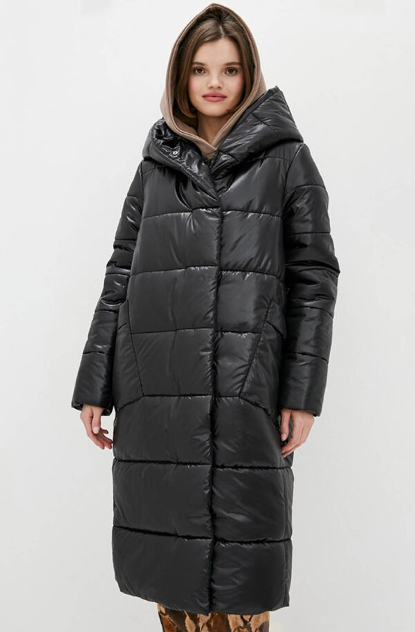 Зимова куртка з капюшоном чорна | 86994