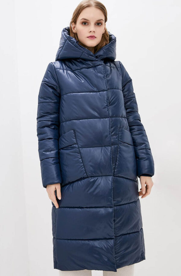 Зимова куртка з капюшоном синя | 86977
