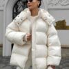 Зимовий короткий пуховик оверсайз молочний | 86847 Зимовий короткий пуховик оверсайз молочний | 86847
