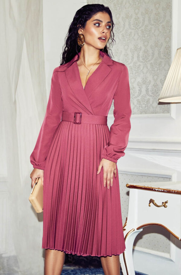 Сукня-кльош зі спідницею-гофре рожева | 87353