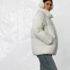 Зимовий короткий пуховик молочний | 87167