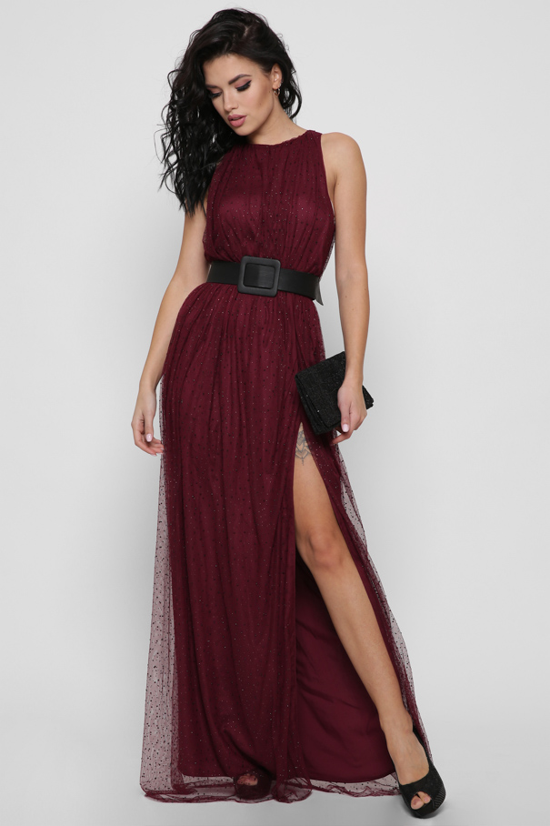 Довга вечірня сукня максі марсала | 87146 Довга вечірня сукня максі марсала | 87146