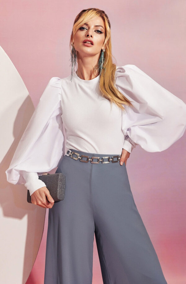 Святковий джемпер з рукавами буф білий | 87037