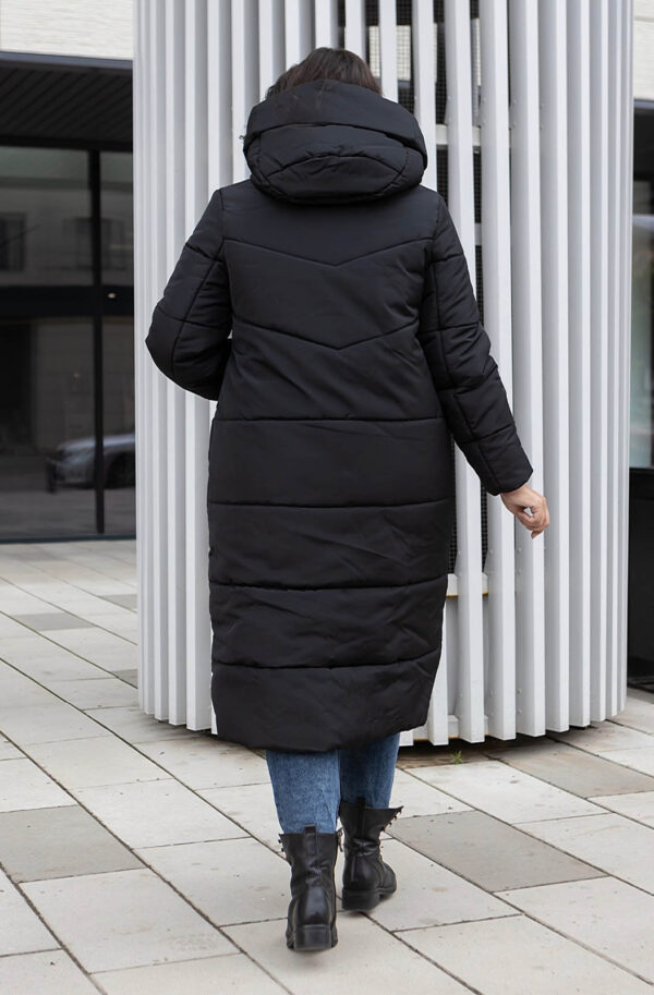 Зимова куртка Plus Size чорна з капюшоном | 86979