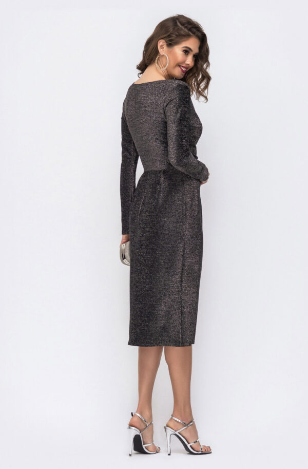 Вечірнє мерехтливе плаття на запах чорне | 86840