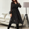 Шифонова сукня кльош в чорний принт | 87106