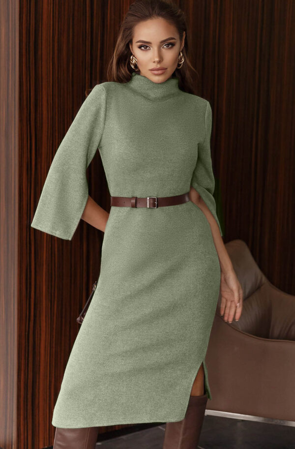 Тепле трикотажне плаття зелене | 87324