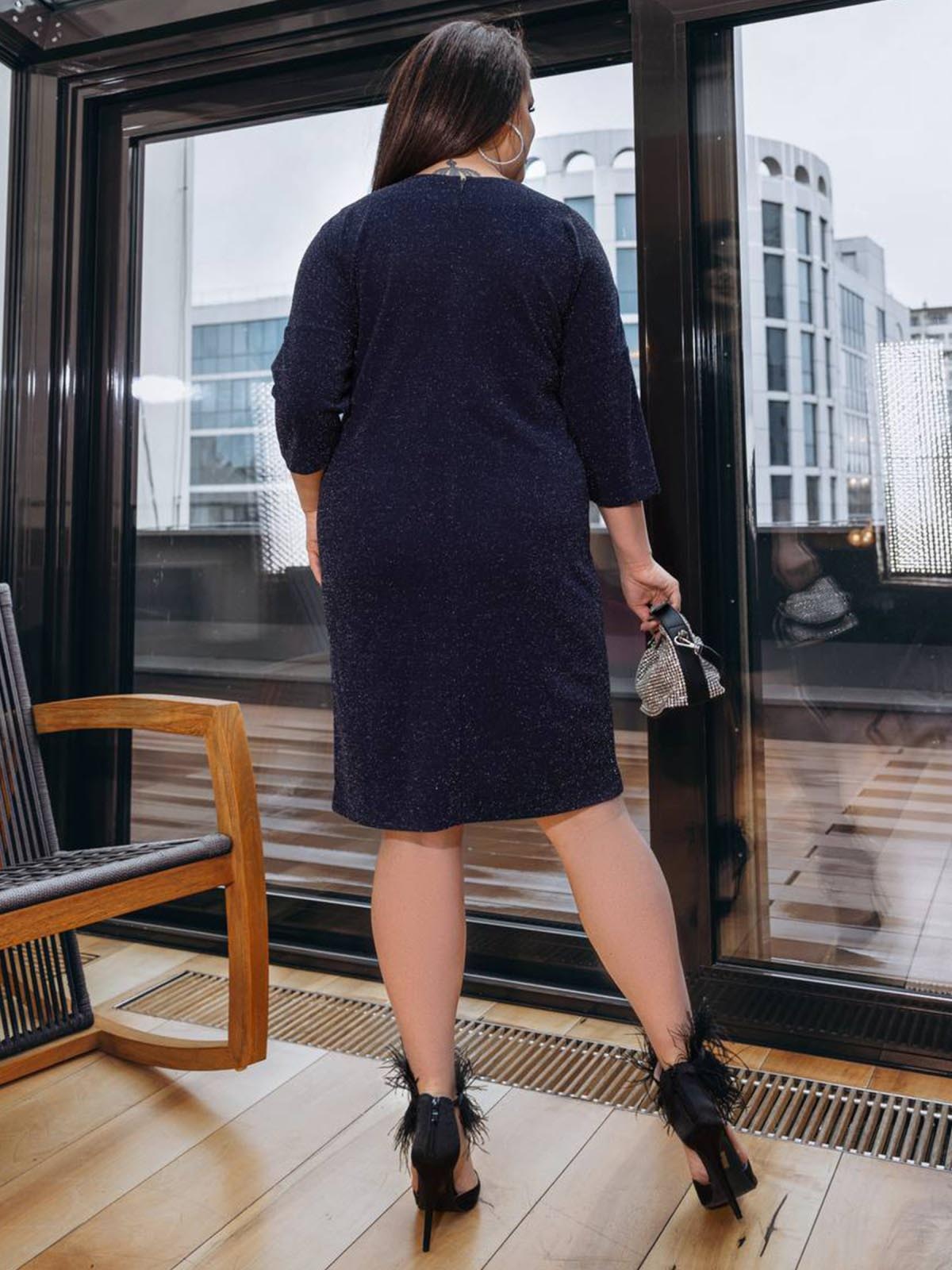 Мерехтлива святкова сукня Plus Size темно-синя | 86915 Мерехтлива святкова сукня Plus Size темно-синя | 86915