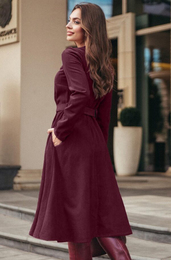 Сукня розкльошена з мікровельвету бордова | 87403