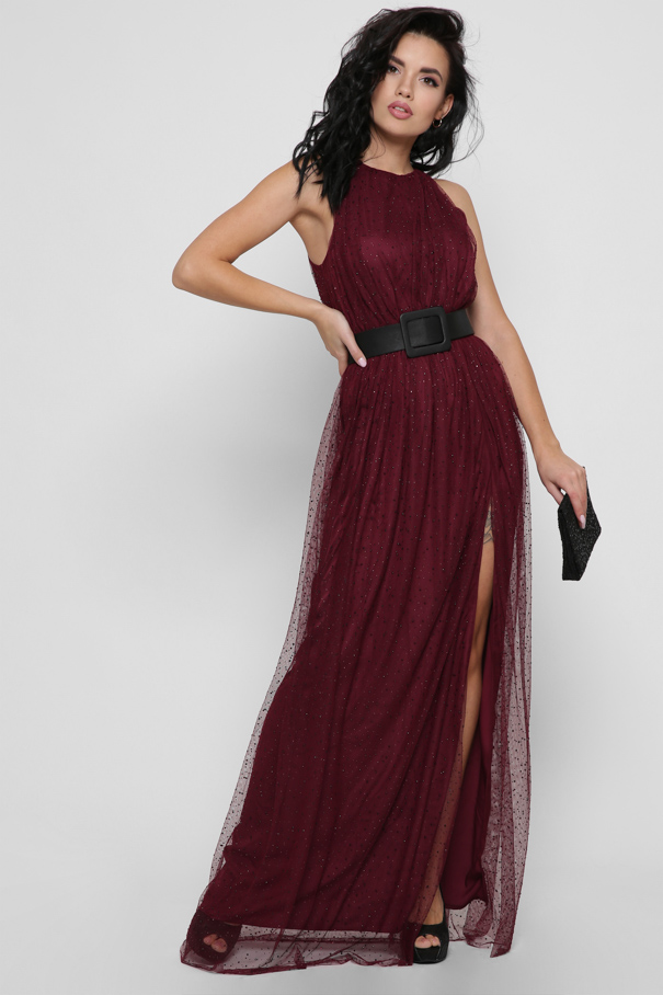 Довга вечірня сукня максі марсала | 87146 Довга вечірня сукня максі марсала | 87146