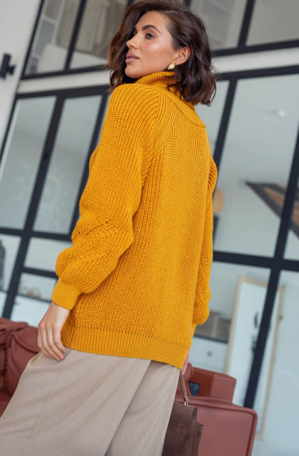 Вовняний светр дрібної в'язки гірчичний | 87030