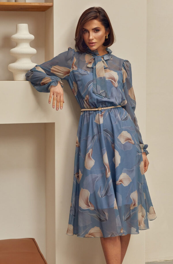 Шифонова сукня сіра у квітковий принт | 87224