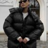 Зимовий короткий пуховик оверсайз чорний | 86829