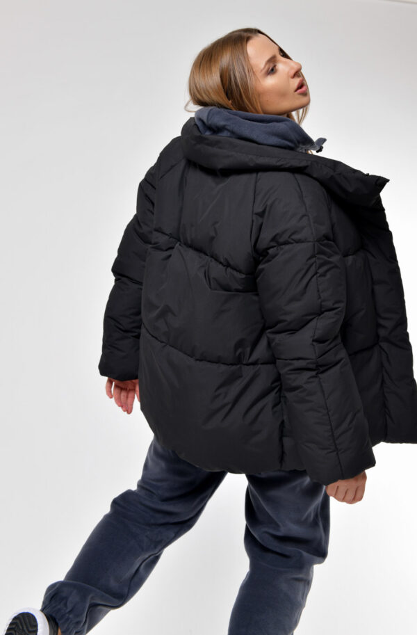 Зимовий короткий пуховик чорний | 87202