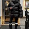 Зимовий короткий пуховик оверсайз чорний | 86829