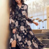 Шифонове плаття в квітчастий принт чорне | 87590