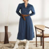 Вельветова сукня міді довжини темно-синя | 87439