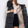 Подовжений жилет з капюшоном чорний | 87624