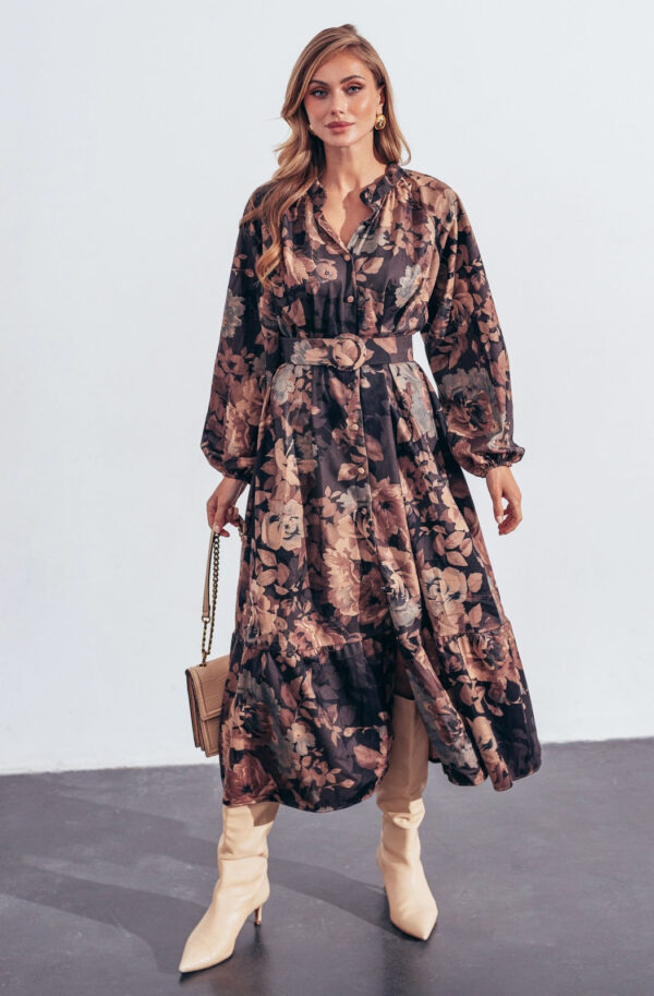 Сукня оверсайз чорна в принт з мікровельвету | 87482